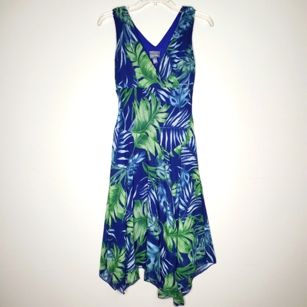 Rabbit Rabbit Rabbit Tropical Flowy V-Neck Asymmetrical Dress Size 2P - Picture 2 of 10
